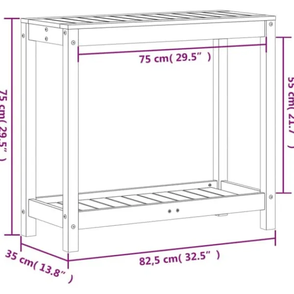 Best Plantebord i massivt douglasgran med hylde | Størrelse: 82,5x35x75 cm Plantningsbænke