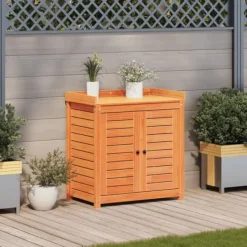 Plantningsbænke^Plantebord i massivt fyrretræ med hylder - Pottebord til have | Størrelse: 82,5x50x86,5 cm | Farve: Brun