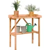 Plantningsbænke^Plantebord i massivt grantræ med hylde | Størrelse: 78x38x82,5 cm | Farve: Brun