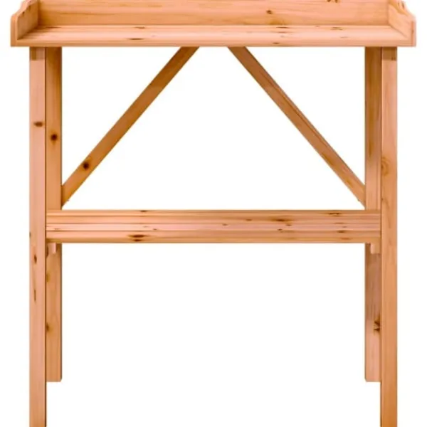 Plantningsbænke^Plantebord i massivt grantræ med hylde | Størrelse: 78x38x82,5 cm | Farve: Brun