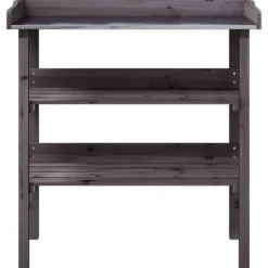 Plantningsbænke^Plantebord i massivt grantræ med hylder | 78x38x82,5 cm | Farve: Natur | Størrelse: 78x38x82,5 cm