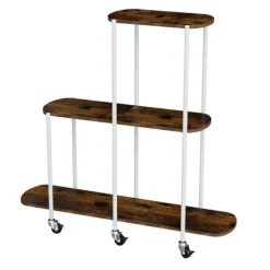 Plantestativer^Plantebord, 3-lags design, låsbare hjul,HVID