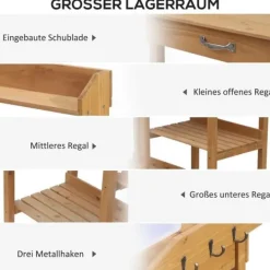 Plantningsbænke^Plantebord med balje, træ, 112 cm højt – stabilt & vejrbestandigt