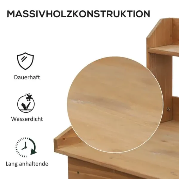 Plantningsbænke^Plantebord med balje, træ, 112 cm højt – stabilt & vejrbestandigt