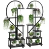 Plantestativer^Plantebord med hjul, 6-niveau, mobil design,Sort