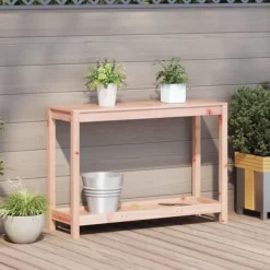 New Plantebord med hylde i massivt douglasgran - Robuste træmøbler | Størrelse: 108x35x75 cm Plantningsbænke