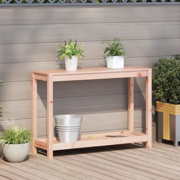 New Plantebord med hylde i massivt douglasgran - Robuste træmøbler | Størrelse: 108x35x75 cm Plantningsbænke
