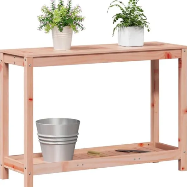 New Plantebord med hylde i massivt douglasgran - Robuste træmøbler | Størrelse: 108x35x75 cm Plantningsbænke