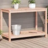 Sale Plantebord med hylde i massivt douglasgran - Robuste udendørs møbler | Størrelse: 108x50x75 cm Plantningsbænke