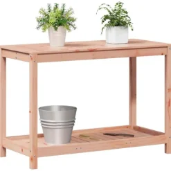 Sale Plantebord med hylde i massivt douglasgran - Robuste udendørs møbler | Størrelse: 108x50x75 cm Plantningsbænke