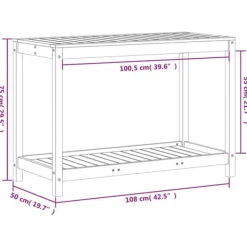 Sale Plantebord med hylde i massivt douglasgran - Robuste udendørs møbler | Størrelse: 108x50x75 cm Plantningsbænke