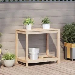 Plantningsbænke^Plantebord med hylde i massivt fyrretræ | Størrelse: 82,5x50x75 cm