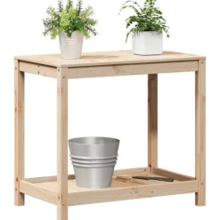 Plantningsbænke^Plantebord med hylde i massivt fyrretræ | Størrelse: 82,5x50x75 cm