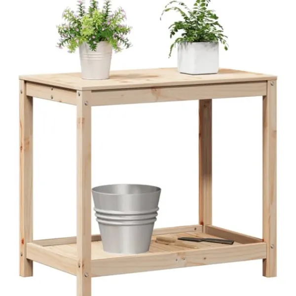 Plantningsbænke^Plantebord med hylde i massivt fyrretræ | Størrelse: 82,5x50x75 cm