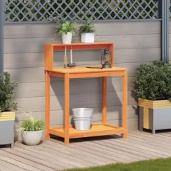 Outlet Plantebord med hylder i massivt fyrretræ | Mål: 82,5x50x109,5 cm | Farve: Brun Plantningsbænke