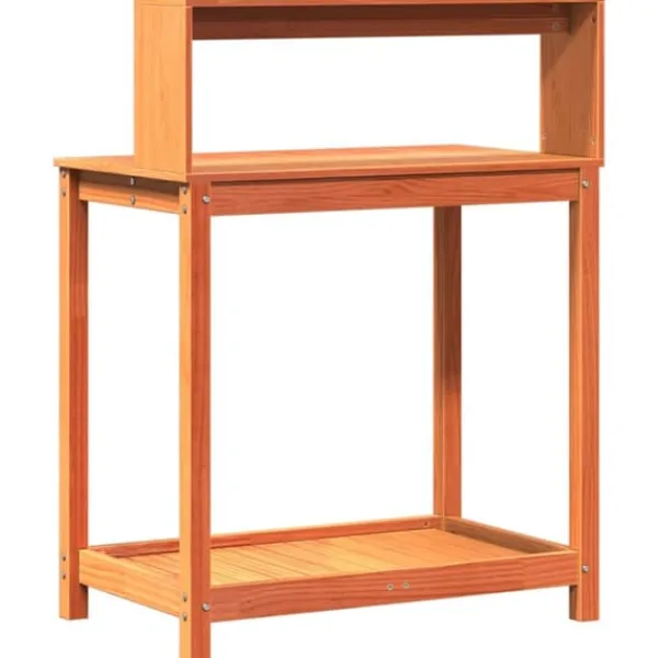 Outlet Plantebord med hylder i massivt fyrretræ | Mål: 82,5x50x109,5 cm | Farve: Brun Plantningsbænke