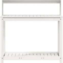Discount Plantebord med hylder i massivt fyrretræ - Opbevaringsløsning | Størrelse: 108x50x109,5 cm | Farve: Hvid Plantningsbænke