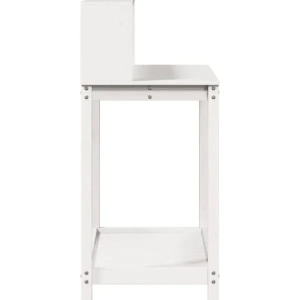 Discount Plantebord med hylder i massivt fyrretræ - Opbevaringsløsning | Størrelse: 108x50x109,5 cm | Farve: Hvid Plantningsbænke