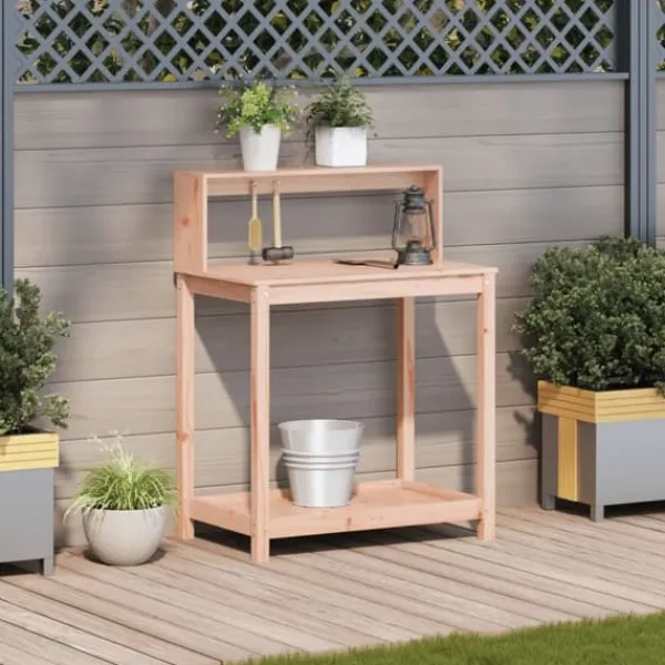 Outlet Plantebord med hylder i massivt douglasgran - Ideelt til planter | Størrelse: 82,5x50x109,5 cm Plantningsbænke