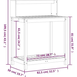 Outlet Plantebord med hylder i massivt douglasgran - Ideelt til planter | Størrelse: 82,5x50x109,5 cm Plantningsbænke