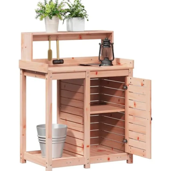 Plantebord med hylder i massivt douglasgran | Størrelse: 82,5x50x109,5 cm Plantningsbænke