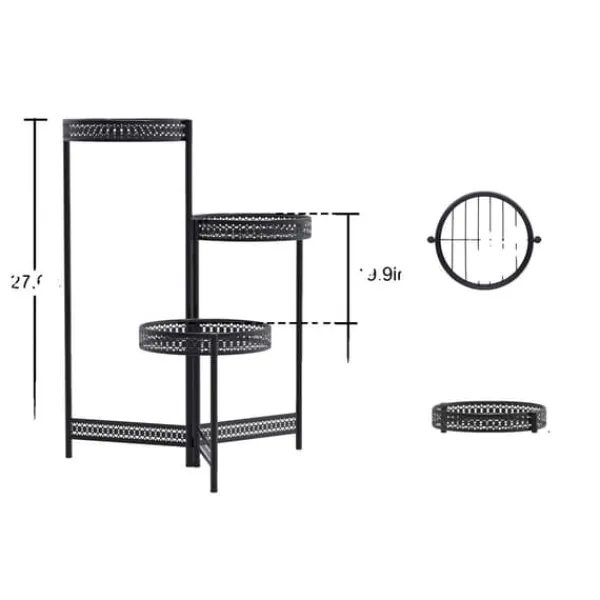 Hot Plantebord, Moderne Minimalistisk, Metal, Sort,3 niveau Krukker & Plantebeholdere