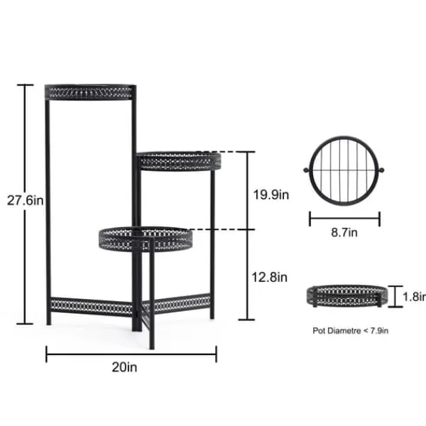 Hot Plantebord, Moderne Minimalistisk, Metal, Sort,3 niveau Krukker & Plantebeholdere