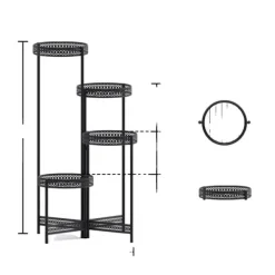 Outlet Plantebord, Moderne Minimalistisk, Metal, Sort,4 niveau Plantestativer