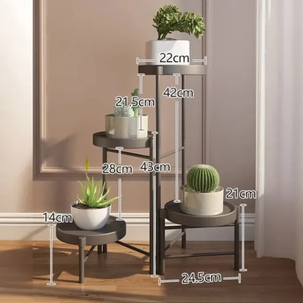 Plantestativer^Plantebord, Multi-Niveau Design, Nem Samling,Sort 4 Pots D