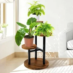 Plantestativer^Plantebord, Træ, 60 cm Højde, 40 cm Diameter, Multi-Top Støtte, Nem Montering