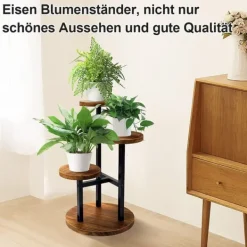 Plantestativer^Plantebord, Træ, 60 cm Højde, 40 cm Diameter, Multi-Top Støtte, Nem Montering