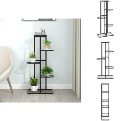 New Planteborde - Living blomsterstativ i 5 niveauer 43x22x98 cm metal sort Plantestativer