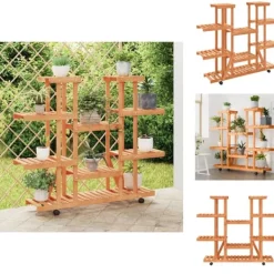 Clearance Planteborde - Living blomsterstativ med hjul 110x25x115 cm massivt fyrretræ Plantestativer