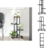 Plantestativer^Planteborde - Living blomsterstativ 4 niveauer med hjul 44x23x80 cm jern sort