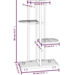Plantestativer^Planteborde - Living blomsterstativ 4 niveauer med hjul 44x23x80 cm jern sort