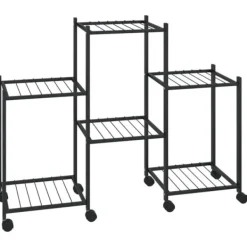 Clearance Planteborde - Living blomsterstativ med hjul 83x25x63,5 cm jern sort Plantestativer