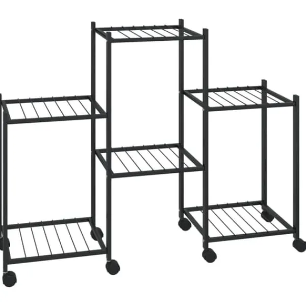 Clearance Planteborde - Living blomsterstativ med hjul 83x25x63,5 cm jern sort Plantestativer
