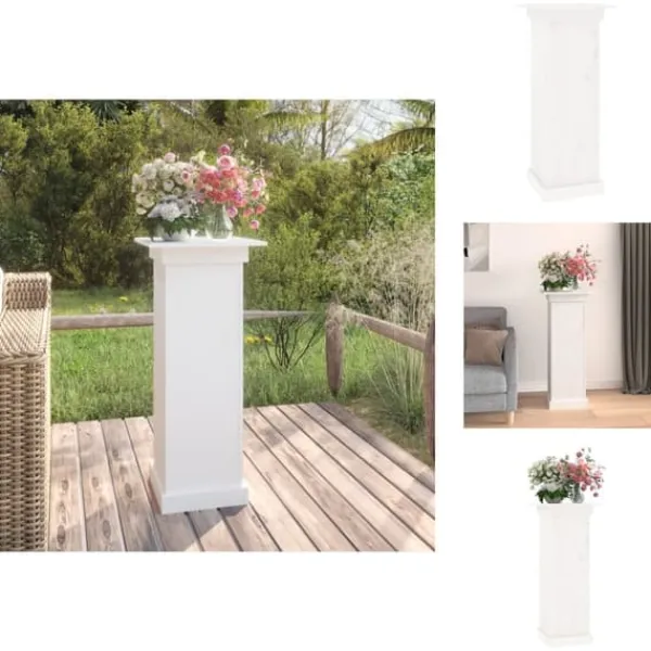 Plantestativer^Planteborde - Living blomsterstander 40x40x90 cm massivt fyrretræ hvid