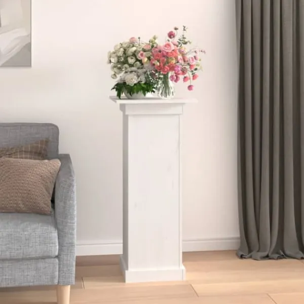Plantestativer^Planteborde - Living blomsterstander 40x40x90 cm massivt fyrretræ hvid