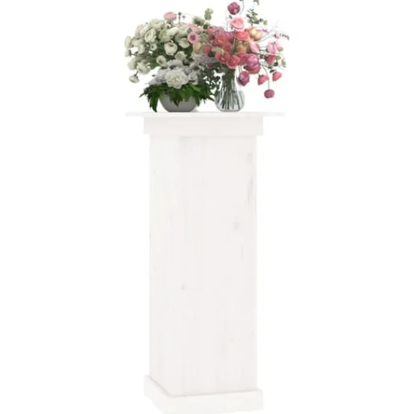 Plantestativer^Planteborde - Living blomsterstander 40x40x90 cm massivt fyrretræ hvid