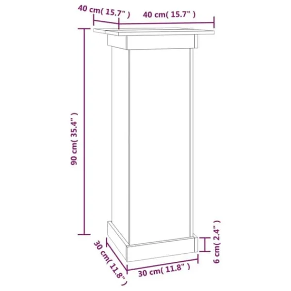 Plantestativer^Planteborde - Living blomsterstander 40x40x90 cm massivt fyrretræ hvid