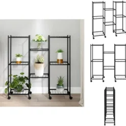 Plantestativer^Planteborde - Living blomsterstativ med hjul 83x25x83,5 cm jern sort