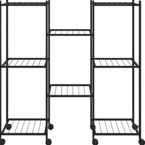 Plantestativer^Planteborde - Living blomsterstativ med hjul 83x25x83,5 cm jern sort