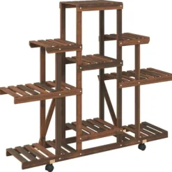 Outlet Planteborde - Living blomsterstativ med hjul 110x25x101 cm massivt fyrretræ Plantestativer