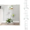 Plantestativer^Planteborde - Living blomsterstativ 4 niveauer med hjul 44x23x80 cm jern hvid