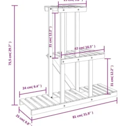 Discount Planteborde - Living blomsterstativ 81x25x75,5 cm massivt fyrretræ Plantestativer