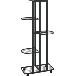 Best Planteborde - Living blomsterstativ 5 niveauer med hjul 44x23x100 cm jern sort Plantestativer