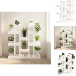 Clearance Planteborde - Living plantestativ 104,5x25x109,5 cm massivt fyrretræ hvid Plantestativer