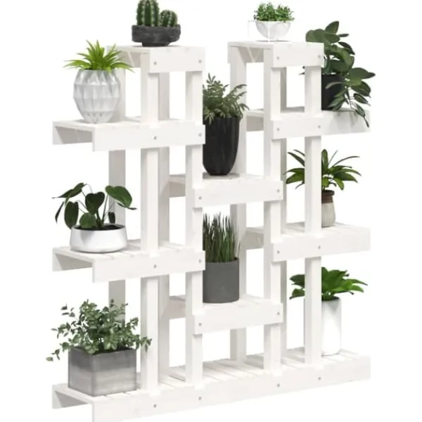 Clearance Planteborde - Living plantestativ 104,5x25x109,5 cm massivt fyrretræ hvid Plantestativer