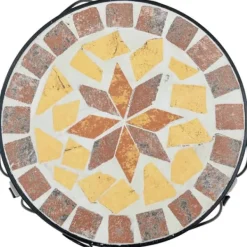 Plantestativer^Planteborde 3 stk. med mosaikdesign - Keramik & Jern | Farve: Terracotta/Hvid